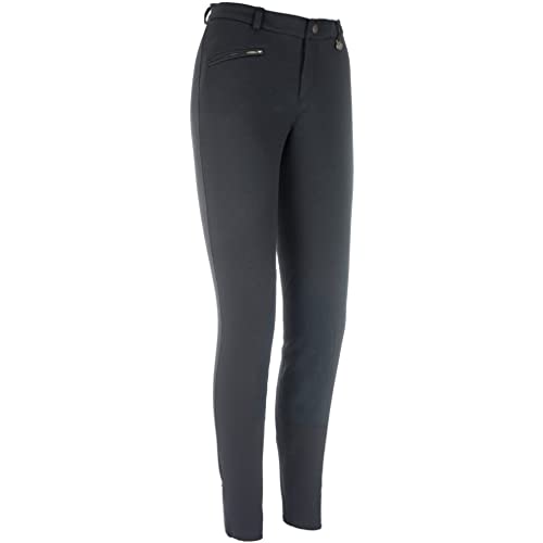 RL24 - Winter-Reithose für Kinder Essen | Kniebesatz aus Synthetikleder | atmungsaktive Thermoreithose mit hoher Wärmehaltung | Kinder Reitleggings in Schwarz | Reitbekleidung in Größe 134
