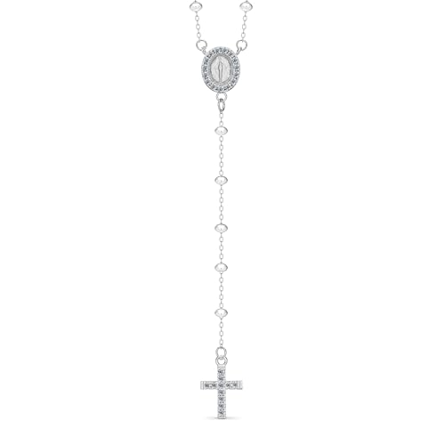 Dada Gioielli - Rosenkranz-Halskette für Damen und Herren mit Kreuz und wundertätiger Medaille - Christliches Schmuckstück mit hypoallergener Edelstahlkette,