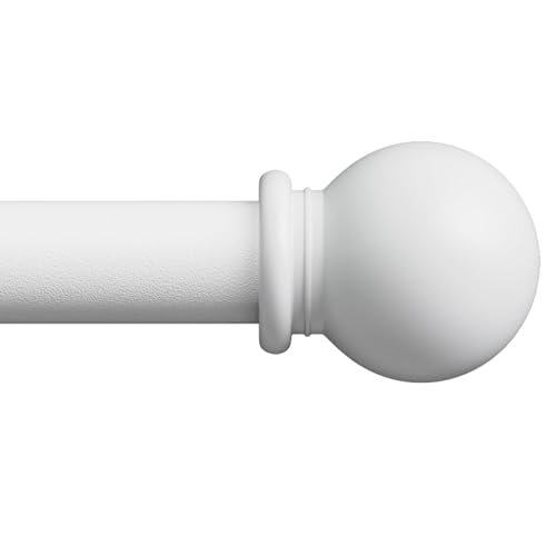 gardinenstange weiß 71-223 cm, wandmontage gardinenstangen set mit Halterungen, Dekorativ 16mm weiss matt gardinenstange 2.2m lang, gardinenstange outdoor wetterfest