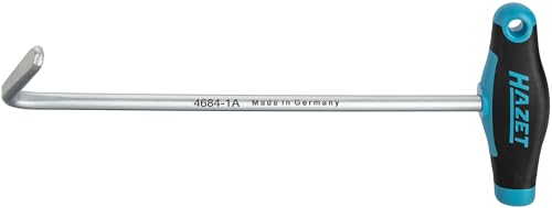 HAZET 4684-1A Abgasanlagen-Werkzeug, 40 mm Haken, 9 Grad abgewinkelt, ideal für Haltegummi Montage und Demontage, passend für Ford Fiesta, Orion, Escort, BMW