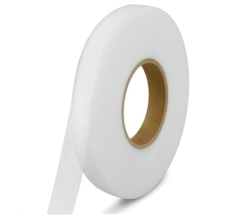 100 Meter Saumband zum Aufbügeln Weiß Bügelband 10 mm Breit Bügelsaumband Selbstklebende Nahtband zum Reparieren von Stoff, Gardinen, Hosen, Kleidung ohne nähen Iron on Hem Tape (100 M-1 cm Weiss)