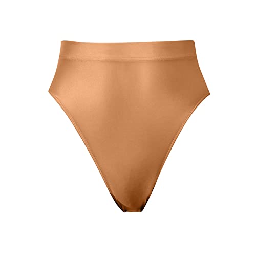 Unterwäsche Damen Sexy Eros Slip mit hoher Taille, sexy und glatt Kostüm Unterwäsche (Coffee, XL)