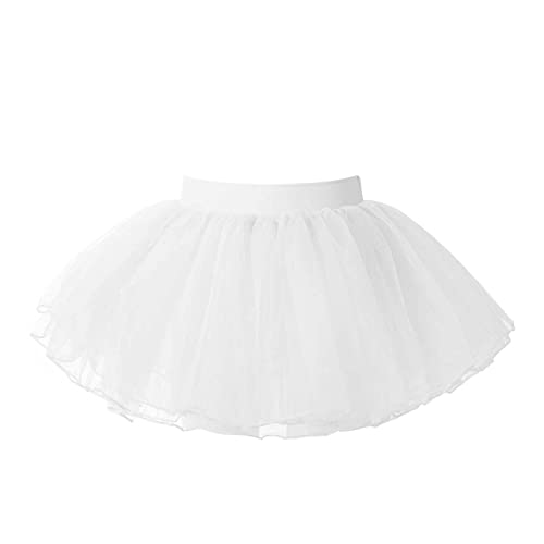 FEESHOW Baby Mädchen Tutu Rock Prinzessin Tüllrock Minirock Baby Fotoprops Reifrock Ballettrock für Fotografie Geburtstag Party Weiß C 80-116/1-6 Years