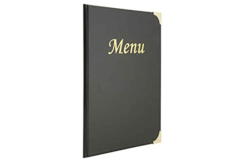 SECURIT - Speisekarte Basic Line - 4 feste, doppelseitige Einleger = 8 DIN A4-Seiten - Für Cafés, Bars, Restaurants - PVC - Schwarz