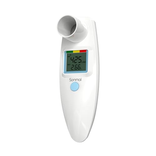 Peak Flow Meter, Lungentrainer für Erwachsene und Kinder zur Überwachung der Lungenfunktion, LCD, Digitales Spirometer für Asthma COPD, PEF & FEV1, Tagebuch Formular, Risikoindikator, Kein Bluetooth