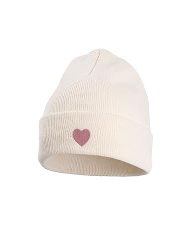 Occulto Jungen & Mädchen Winter Mütze (Model: Lian), Kinder Beanie Creme Herz
