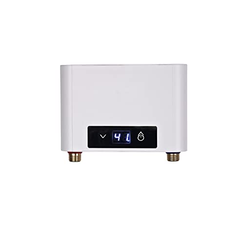 Elektronischer Durchlauferhitze Dusche, 220V elektrische Warmwasserbereiter Temperaturwahl 30-52 °C mit Bad Dusche Kit, für Handwaschbecken, Küche, Bad, Waschbecken (3500W ohne Duschset, Weiß)