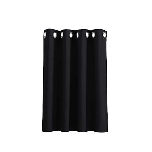 PONY DANCE Vorhang Blickdicht Kurz - Ösenschal Gardinen Kinderzimmer Junge Küchengardinen Schwarz Thermovorhang mit Ösen Verdunkelungsvorhang 1 Stück H 90 cm x B 132 cm
