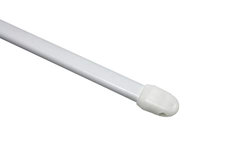 GARDINIA Vitragestange flachoval, Ausziehbar, Gardinenstange ohne Bohren und Schrauben, Metall / Kunststoff, Weiß, 50-80 cm, 2 Stück