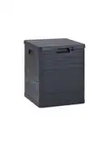 MA MAISON Aufbewahrungsbox für den Garten, 90 Liter, Holzoptik, Aufbewahrungsbox aus Kunstharz, Anthrazit, Maße 42,5 x 44 x 50 cm, für den Außenbereich und Innenbereich, UV-beständig