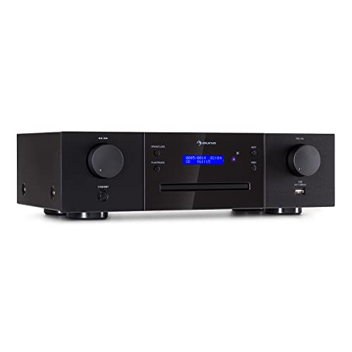 Auna CD-1000 DG, CD-Player HiFi, USB, MP3, Fernbedienung, mit LED-Display, CD Receiver Aluminium, schwarz