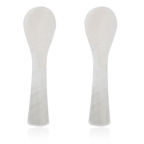 CJQRL 2 Stück Perlmutt Löffel, Kaviar Löffel, Eierlöffel Perlmutt, Kaviarlöffel, Mutter Des Perlenlöffels Klassiker Mutter Der Perle, Mutter Von Perlmutter, Caviar Spoons, Handarbeit