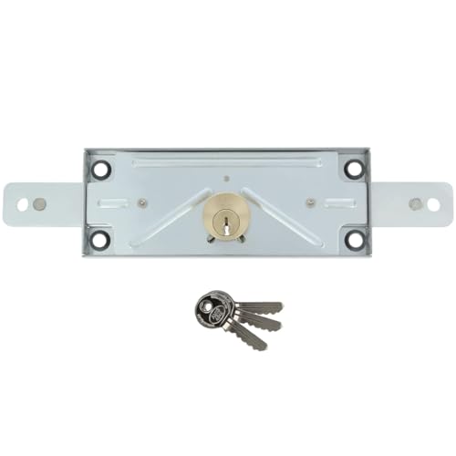 Amig - Türschloss | Metallschloss für Metallrollos | Zylinder: 15mm | Runde Kante | Enthält 3 vernickelte Messingschlüssel | Ideal für Garagen, Lagerhallen und Gewerbeflächen