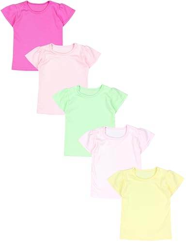 TupTam Baby Mädchen Kurzarm T-Shirt Gemustert Bunt 5er Set, Farbe: Mehrfarbig 3, Größe: 104