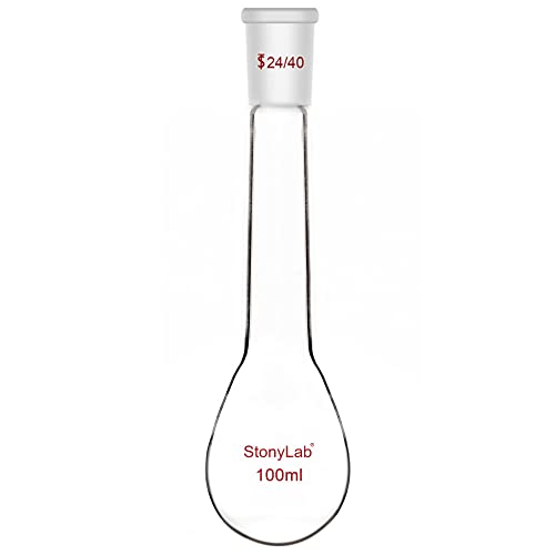 stonylab Kjeldahl Flasche, Schwere Wand Langhals Labor Flasche Borosilikatglas Runde Unterseite Kjeldahl Flasche mit 24/40 Standard Kegel Außengelenk, 100 ml