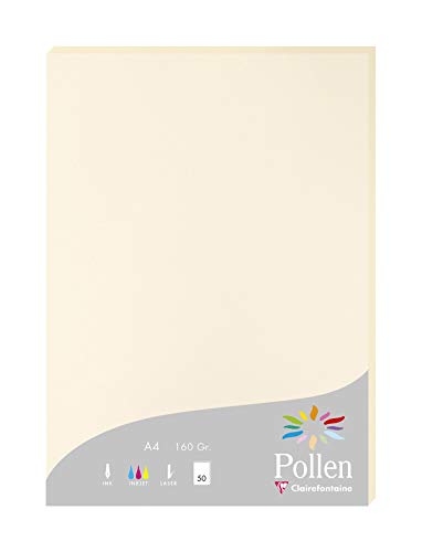 Clairefontaine 14204C Packung mit 50 Blatt Pollen 160g, DIN A4, 21 x 29,7cm, Elfenbein
