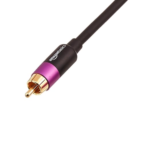 Amazon Basics - Cinch RCA Audiokabel für Subwoofer, Verstärker, Active Lautsprecher mit vergoldeten Steckern, 10.7 m, 1 Stück, schwarz