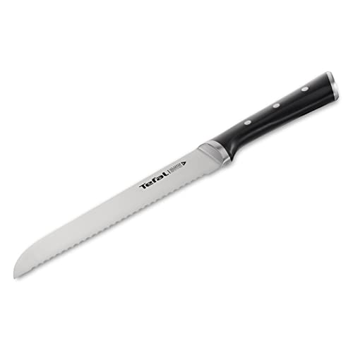 Tefal Ice Force K23204 Brotmesser 20 cm, Handschutz, Langlebiges Brotschneidemesser, Korrosionsschutz, Made in Germany Edelstahl, Schwarz