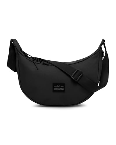 Johnny Urban Crossbody Bag Damen & Herren Schwarz - Ally Small - Moon Bag Design - Bauchtasche im Halbmond Stil - Halbrunde Tasche mit verstellbarem Gurt - Wasserabweisend