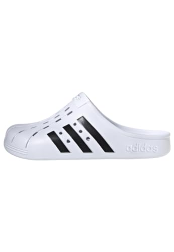 adidas Unisex Adilette Clogs RUTSCHEN, Cloud White/Core Black/Cloud White, 44.5 EU