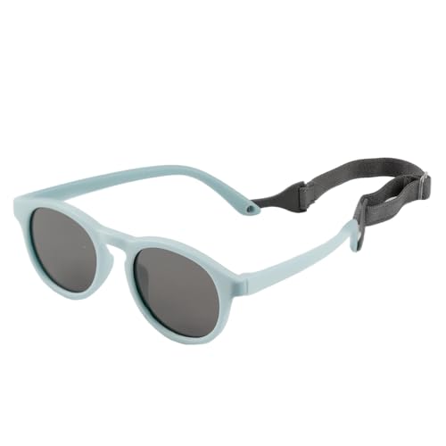 RRICHH Baby-Sonnenbrille mit Riemen, UV-Schutz, polarisiert, verstellbar, flexibel, Outdoor-Kinder-Sonnenbrille, weicher Silikonrahmen, Sonnenbrille für 0–48 Monate, Kleinkinder, Neugeborene, Jungen,