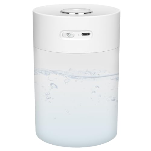 Adiwo Mini Luftbefeuchter, Air Humidifier, mit Nachtlicht für Schlafzimmer/Kinderzimmer/Pflanzen-Weiß