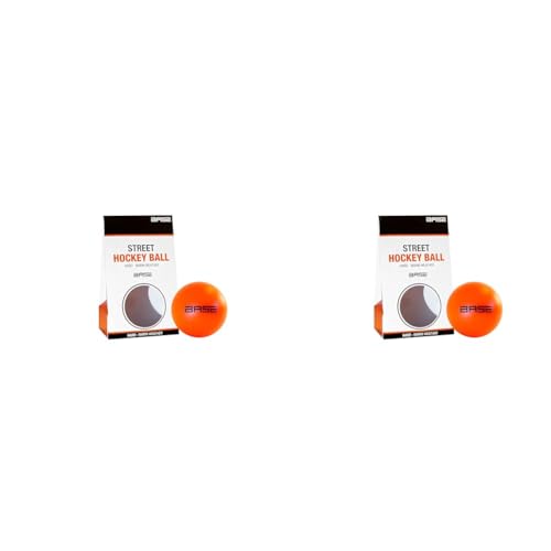 Base Unisex Street Hockey Ball I Härtegrad Hart I Für alle Beläge I Ideal bei warmen Temperaturen I Inline-und Streethockey I Orange, 6,5 cm (Packung mit 2)