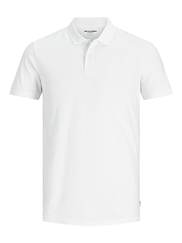 JACK & JONES Male Polo Shirt Klassisches, Weiß, White, L