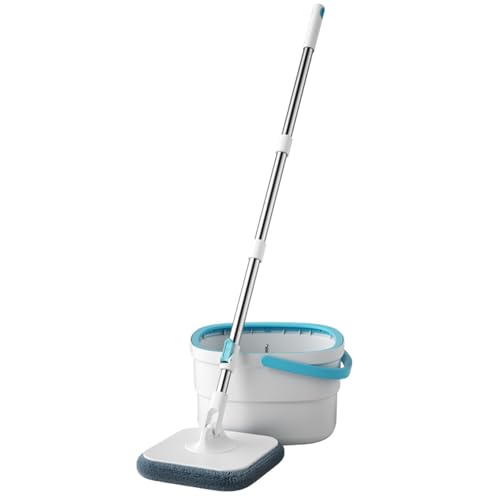 KOAVAE Multifunktionales Wischmopp Set mit Eimer – Trennt Abwasser und sauberes Wasser, Teleskopstiel (102–128cm), 360° Rotierender Mopp für alle Bodenarten, Trocken- und Nasswischen