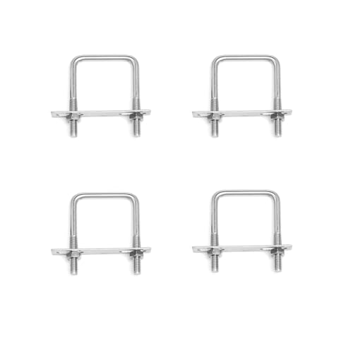 Lcyen 4 Stück U-Schrauben M8 65 x 80mm U Bolzen Vierkant U-Bolzen Edelstahl Bügelbolzen Mit Muttern und Rahmenplatte U-Bügel, für Abschleppen Von Autos und Schiffsreparaturpipeline