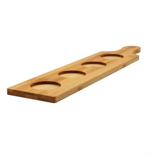 Weinglashalter aus Holz, Bierflugbrett, Probierbrett für kleine Gläser, Teetassen, Biergläser, poröses Design mit Pad (4 Löcher)
