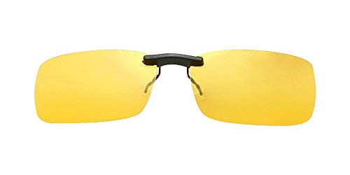 BOZEVON Sonnenbrillen-Clip auf Flip Up Polarisierte Linse - Unisex Rechteck Klipp auf Klapp-Sonnenbrille für Brillen im Freien und Fahren, Gelb