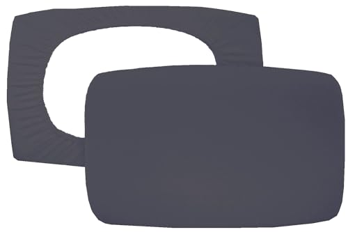 Home Edition 2er Pack Spannbezug für Nackenstützkissen Baumwolljersey (mit Elasthan) 36x50 bis 40x60 cm (Anthrazit)