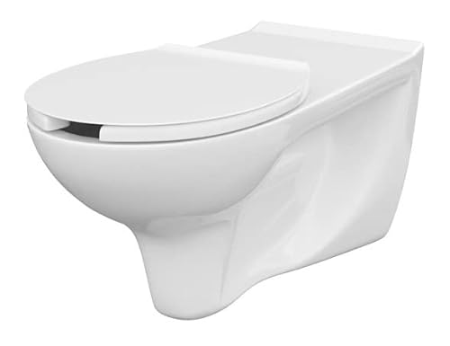 WC ETIUDA Behinderten Wand WC SPÜLRANDLOS verlängert 73cm weiss NEU wandhängend + WC Sitz mit Hygiene Ausschnitt