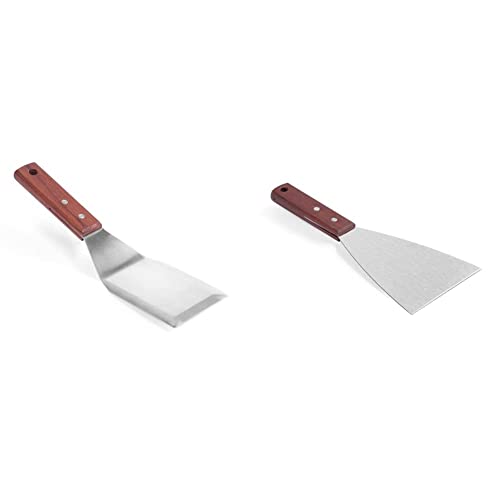 HENDI Hamburgerwender, mit Holzgriff, Grillwender, Bratenwender, Pfannenwender, Spachtel, 120mm, 75x270mm, Edelstahl & Grillspachtel, Spachtel, Winkelpalette, Barbecue-Grillspachtel, 1180, 100x260mm