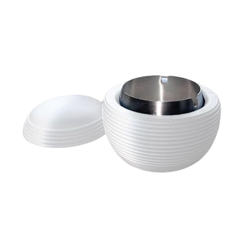 Spark Alfresco Tischabfalleimer mit Deckel aus Beton. Winddicht für Innen und Außen, stilvoll und modern, Ideal für Balkon Terrasse/Outdoor Nutzung. Dunkelgrau/Weiß. / Weiß
