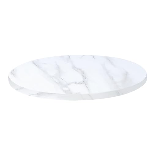 Oviala Tischplatte, rund, Melamin, 60 cm, Marmor, Weiß, Rivoli