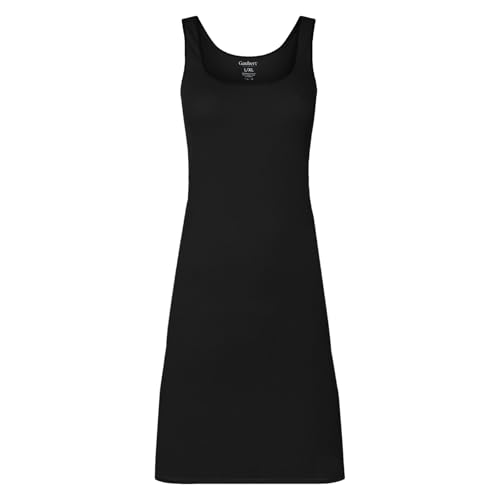 BestSale247 Damen Unterkleid Bambusviskose Slipkleid Unterröcke Nachthemd mit Breiten Trägern (Schwarz Lang, XXL-3XL)