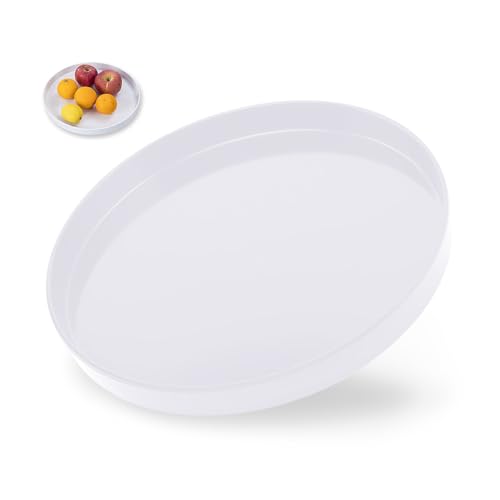 GIDWRIY Deko Tablett Rund 30 cm,Dekoteller,Deko Platte,Tablett für Kerzen,Serviertablett,Dekorative Tabletts,Speiseteller,Teelicht Tabletts,Servierplatte,KerzentellerKerzentablett für Tisch-Weiß