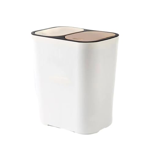 dijiusidy Innovativer Sortier Mülleimer mit zwei Fächern für das Haushaltsrecycling, leichte Kunststoff Abfallbehälter, vielseitig einsetzbar, Weiß, 29X21X33CM