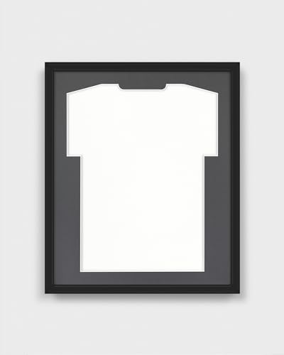 ARTIS Frametheshirt Premium - Trikotrahmen Fußball, Bilderrahmen für Trikot – Objektrahmen - 53,4x63,4x5 cm - Holz-Rahmen in Schwarz - Trikotrahmen Handball, Volleyball, Sporttrikots - Jersey Frame