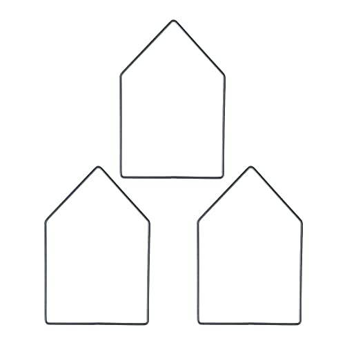 Ideen mit Herz Metall Formen Haus | 3 Stück | schwarz | Drahtformen zum Basteln | Metallringe, Wickeltechnik, Floristik, Makramee | 20cm x 13,3cm | Drahtstärke 3mm