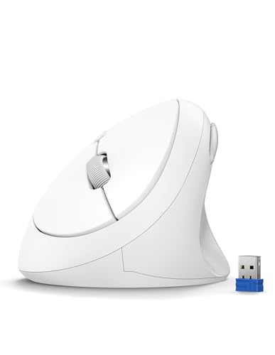 TECKNET Ergonomische Maus Kabellos, 4800 DPI Vertikale Maus, 99% Lärmminderung, 6 Tasten, 2.4G Computer Funkmaus, Leise Wireless Mouse for Laptop, PC, Chromebook, Mac