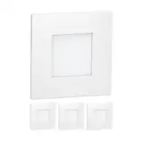 ledscom.de 4 Stück LED Treppenlicht/Wandeinbauleuchte FEX für innen und außen, eckig, 85 x 85mm, warmweiß
