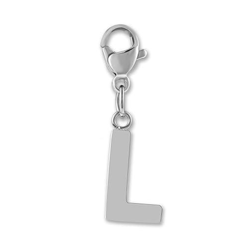 GD GOOD.designs Charms Anhänger mit Buchstabe L und Karabiner Verschluss - Initial Charm Silber aus Edelstahl für Bettelarmband - Valentinstag-Geschenk für Sie und Ihn