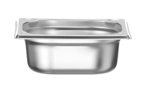 HENDI Gastronormbehälter, Temperaturbeständig von -40° bis 300°C, Heissluftöfen-Kühl- und Tiefkühlschränken-Chafing Dishes-Bain Marie, Stapelbar, 1L, GN 1/6, 176x162x(H)65mm, Edelstahl