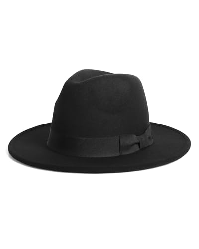 Zylioo XL-XXL Panama Hut aus Filz für Großen Kopf, Fedora Hut mit breiter Krempe Größe 62cm,Winter Trilby Jazz Hat mit Gürtelschnalle