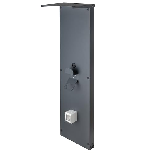 KREAINVENT Universal-Wallbox-Säule aus Aluminium für stabile Installation der Ladestation und organisierte Ladestelle für E-Fahrzeuge Fassadenwandplatte für Wallbox (125x33x25 cm, Mit Dach)