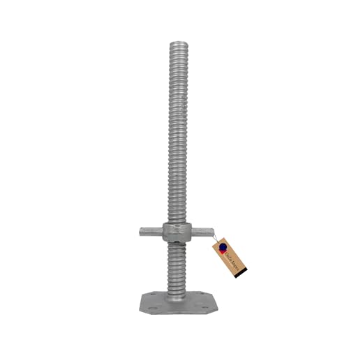 GeZu Impex® Gerüstspindel 500 mm, Ø 38 mm, Gewindefußplatte für Baugerüste galvanisch verzinkt, Gerüstfuß Gerüstfüße Spindel Fußplatte