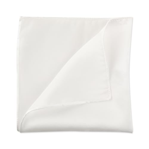 WLLHYF Einstecktücher aus Seide für Herren Einfarbig 34,9 x 34,9 cm, Weiches Vorgefaltetes Einstecktuch Weiße Taschentücher Herrenanzug-Zubehör für Hochzeitsfeier (Weiß)
